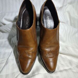 MARKON Brown LEATHER Heels WESTERN STYLE 8M‎ Rosa